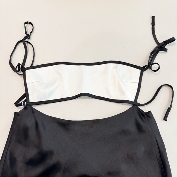 NWT Meshki Veda Two Tone Cutout Strappy Satin Mini Dress White Black New XXL - Picture 5 of 9
